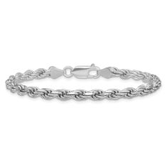 Sterling Silver 4.25mm Diamond-Cut Rope Chain Anklet 1
