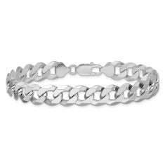 Sterling Silver 10.6mm Beveled Curb Chain Bracelet 1