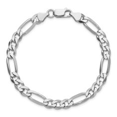 Sterling Silver 6.5mm Figaro Chain Bracelet