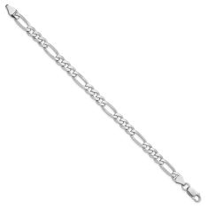 Sterling Silver 6.5mm Figaro Chain Bracelet