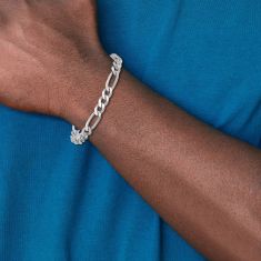 Sterling Silver 6.5mm Figaro Chain Bracelet