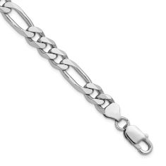 Sterling Silver 7.75mm Figaro Chain Bracelet