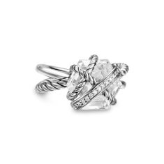 David Yurman Cable Wrap Ring in Sterling Silver with Crystal and Pave Diamonds, 11mm 1