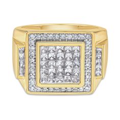 Men's 2ctw Princess Diamond 10k Yellow Gold Composite Ring 1