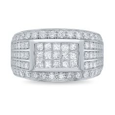 Men's 2ctw Princess Diamond 10k White Gold Multi-Row Ring 1