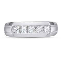 Men's 1ctw Princess Diamond 10k White Gold Band 1
