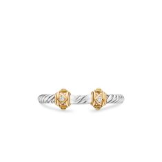 David Yurman Renaissance Ring in Sterling Silver with 14K Yellow Gold, Pearls and Diamonds, 2.3mm