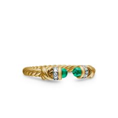 image of David Yurman Petite Helena Ring in 18K Yellow Gold with Emeralds and Diamonds, 2.5mm with sku:R16568D88DEMDI