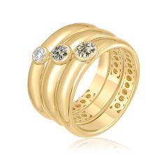 Desert Diamonds 1/2ctw 10k Yellow Gold Three-Stone Ring