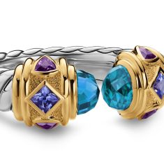 David Yurman Renaissance Color Ring in Sterling Silver with 14K Yellow Gold, Hampton Blue Topaz, Iolite and Amethyst, 9.9mm