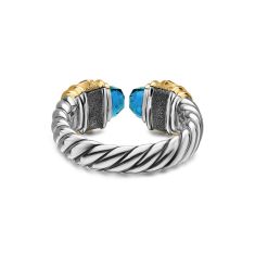 David Yurman Renaissance Color Ring in Sterling Silver with 14K Yellow Gold, Hampton Blue Topaz, Iolite and Amethyst, 9.9mm