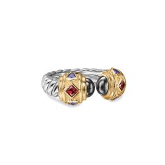 David Yurman Renaissance Color Ring in Sterling Silver with 14K Yellow Gold, Hematine, Rhodolite Garnet and Iolite, 9.9mm 1