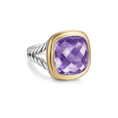 David Yurman Albion Ring in Sterling Silver with 18K Yellow Gold and Amethyst, 15mm 1