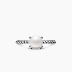 David Yurman Pearl Classics Ring in Sterling Silver with Diamonds, 2mm