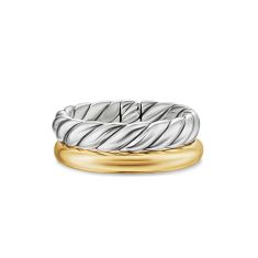 David Yurman DY Mercer Two Row Ring in Sterling Silver with 18K Yellow Gold, 8mm 1