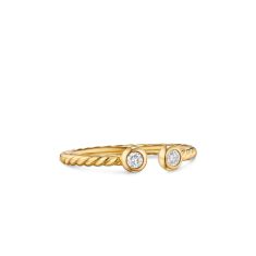 David Yurman Petite Modern Renaissance Open Round Ring in 18K Yellow Gold with Diamonds, 3.9mm 1
