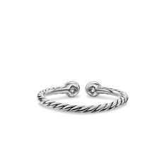 David Yurman Cable Open Round Ring in Sterling Silver with 18K Yellow Gold and Diamonds, 3.9mm