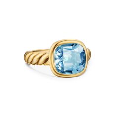 David Yurman DY Mercer Stone Ring in 18K Yellow Gold with Sky Blue Topaz, 10mm 1