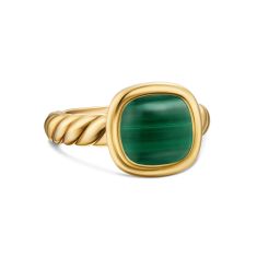 David Yurman DY Mercer Color Stone Ring in 18K Yellow Gold with Malachite, 10mm 1