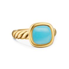David Yurman DY Mercer Color Stone Ring in 18K Yellow Gold with Turquoise, 10mm 1