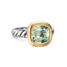 David Yurman DY Mercer Color Stone Ring in Sterling Silver with 18K Yellow Gold and Prasiolite, 10mm 1