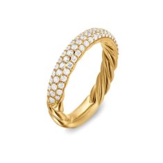 David Yurman DY Mercer Pave Band Ring in 18K Yellow Gold with Diamonds, 3.7mm