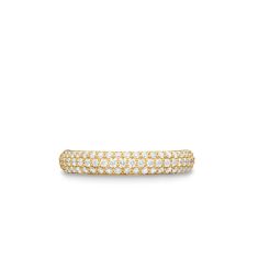 David Yurman DY Mercer Pave Band Ring in 18K Yellow Gold with Diamonds, 3.7mm