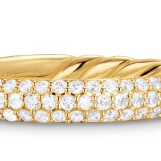 David Yurman DY Mercer Pave Band Ring in 18K Yellow Gold with Diamonds, 3.7mm