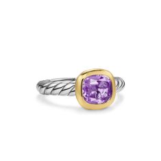 David Yurman DY Mercer Color Stone Ring in Sterling Silver with 18K Yellow Gold and Amethyst, 7mm 1
