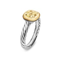 David Yurman DY Mercer Color Stone Ring in Sterling Silver with 18K Yellow Gold and Champagne Citrine, 7mm