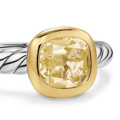 David Yurman DY Mercer Color Stone Ring in Sterling Silver with 18K Yellow Gold and Champagne Citrine, 7mm