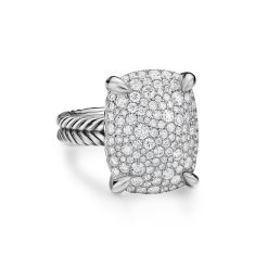 David Yurman Chatelaine Elongated Ring in Sterling Silver with Diamonds, 19mm 1