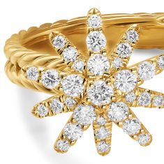 David Yurman Starburst Multi Star Ring in 18K Yellow Gold with Diamonds