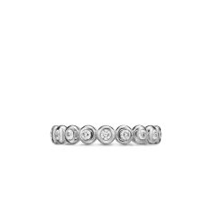 David Yurman Bezel Set Band Ring in Sterling Silver with Diamonds, 3.7mm