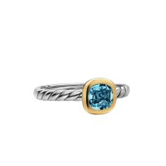 David Yurman DY Mercer Color Cable Ring in Sterling Silver with 14K Yellow Gold and Hampton Blue Topaz, 5.5mm 1