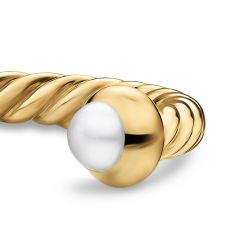 David Yurman Micro Cablespira Flex Open Ring in 18K Yellow Gold with Pearls, 2.5mm