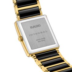 Rado Integral Black Diamond Dial Gold-Tone Stainless Steel and Black Ceramic Link Bracelet Watch 31.5mm - R20256712