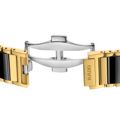 Rado Integral Black Diamond Dial Gold-Tone Stainless Steel and Black Ceramic Link Bracelet Watch 31.5mm - R20256712