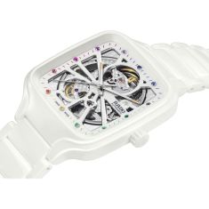 Rado True Square Automatic Open Heart White High-Tech Ceramic Bracelet Watch 38mm - R27073712