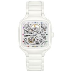 Rado True Square Automatic Open Heart White High-Tech Ceramic Bracelet Watch 38mm - R27073712