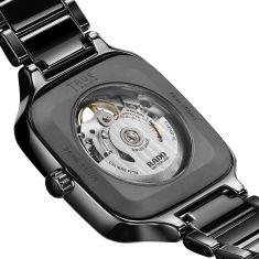 Rado True Square Automatic Open Heart Black Ceramic Watch 38mm - R27124702