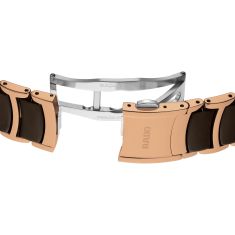 Rado Centrix Diamonds Brown Dial Two-Tone Rose Gold-Tone Stainless Steel and Brown High-Tech Ceramic Middle Link Bracelet Watch 39.5mm - R30023712