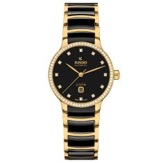 Rado Centrix Automatic Black Diamond Dial Yellow Gold-Tone Stainless Steel and Black Ceramic Watch 30.5mm - R30227702