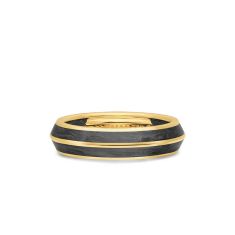 Men's David Yurman Knife Edge Band Ring in 18K Yellow Gold with Forged Carbon, 6mm