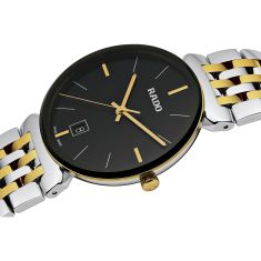 Rado Florence Black Dial Two-Tone Yellow Gold-Tone and Stainless Steel Watch 38mm - R48912153