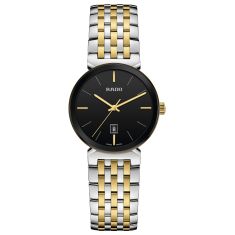 Rado Florence Black Dial Two-Tone Yellow Gold-Tone and Stainless Steel Watch 30mm - R48913153