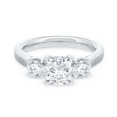 1 1/2ctw Cushion Lab Grown Diamond 14k White Gold Three-Stone Engagement Ring