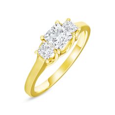 1ctw Princess Diamond 14k Yellow Gold Three-Stone Engagement Ring 1