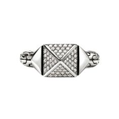 John Hardy Icon 3/8ctw Diamond Stud 9mm Sterling Silver Ring 1