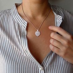 1ctw Diamond Sterling Silver Triple Chain Heart Pendant Necklace